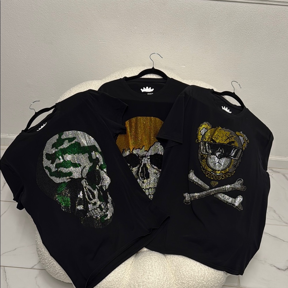 Men Skull Graphic T-Shirts - Black, Green, Gold, Silver